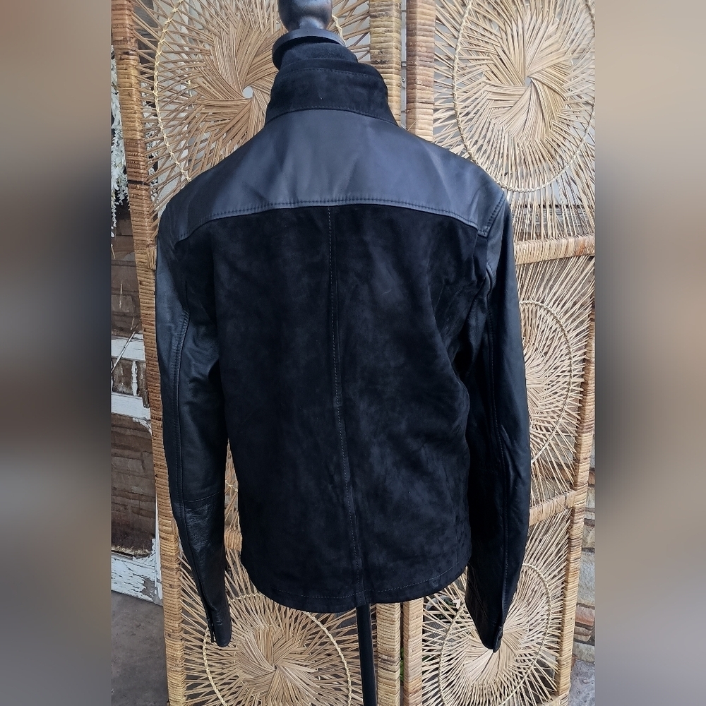 Murano Premium Leather Black Lambskin Leather and Suede Jacket_S - Picture 6 of 9